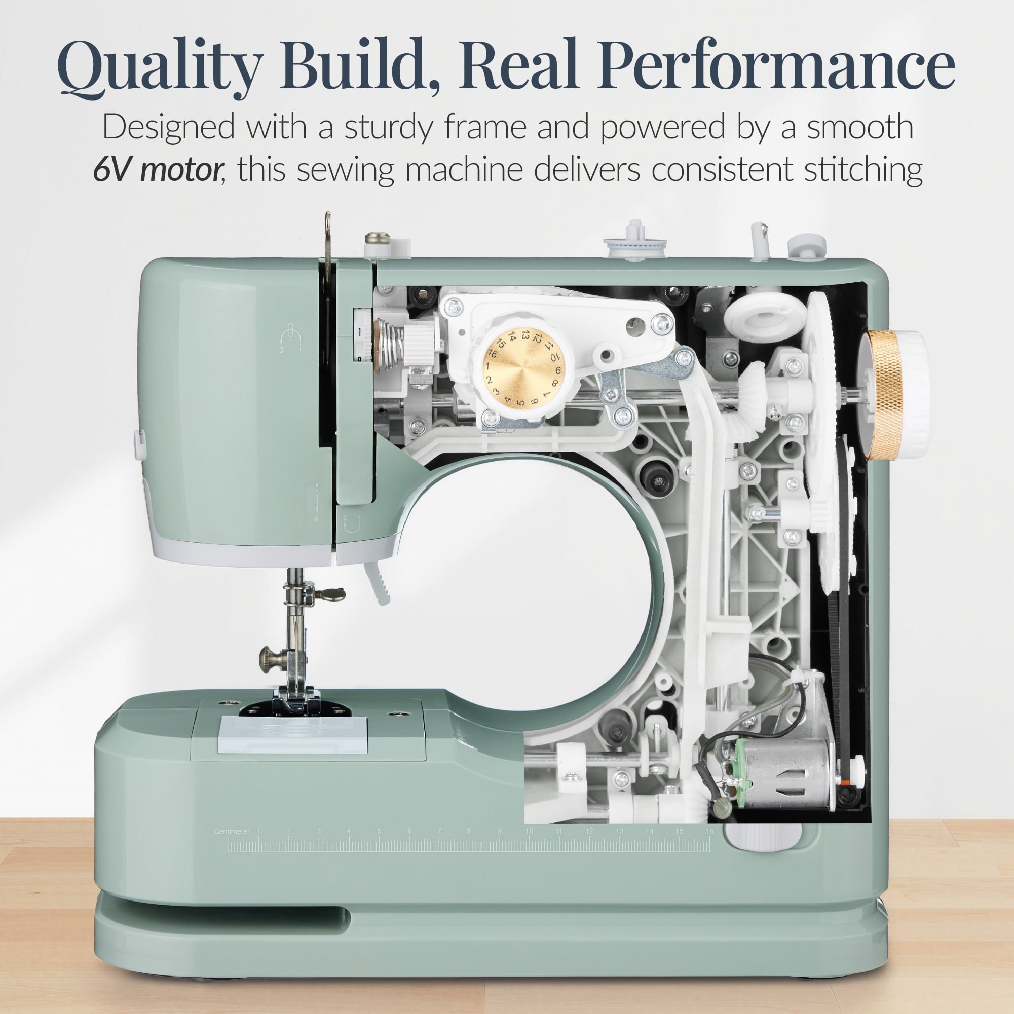 Best Choice Products 55-Piece Sewing Machine Kit for Beginners, w/ 16 Stitch Patterns, Double Stitching - Sage/Gold