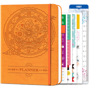 Snootion Achieve Your Goals Planner - Undated Weekly & Monthly, A5 Size, 120gsm Paper, 4 Sticker Sheets - Sunset Orange