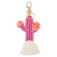 thumbnail image 1 of Llavero artesanal de tejido de estilo bohemio con forma de cactus, ideal para colgar en bolsos., 1 of 5