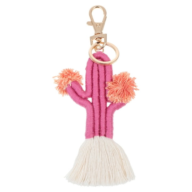 Llavero de tejido a mano Adorable Cactus Forma Llavero Colgante Adorno de bolsa encantadora