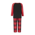 thumbnail image 4 of Family Matching Christmas Pajamas, Letter  Hat Print Long-Sleeved Round Neck Tops + Plaid Pattern Trousers Sleepwear Outfits, 4 of 10