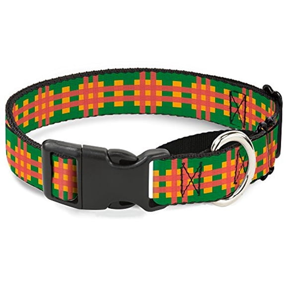 buckle-down plaid black red martingale dog collar