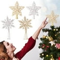 thumbnail image 4 of Glitter Snowflake Christmas Tree Topper - White Sparkling Jewel Snow Flake Christmas Decor Tree Top Xmas Holiday Decoration with Gem Design 8.3" H, 4 of 9
