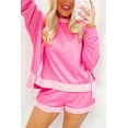 thumbnail image 2 of Women's Sachet Pink High Low Patchwork Long Sleeve Top and Shorts Set - [ZhiHiMeRi] | (US 12-14)L, 2 of 12