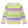 thumbnail image 4 of Piuwrlz Kids Long Sleeve Shirts Girls T-Shirts Printed Stripe V-neck V-neck T Shirt Tops Yellow Size 13 Years, 4 of 8