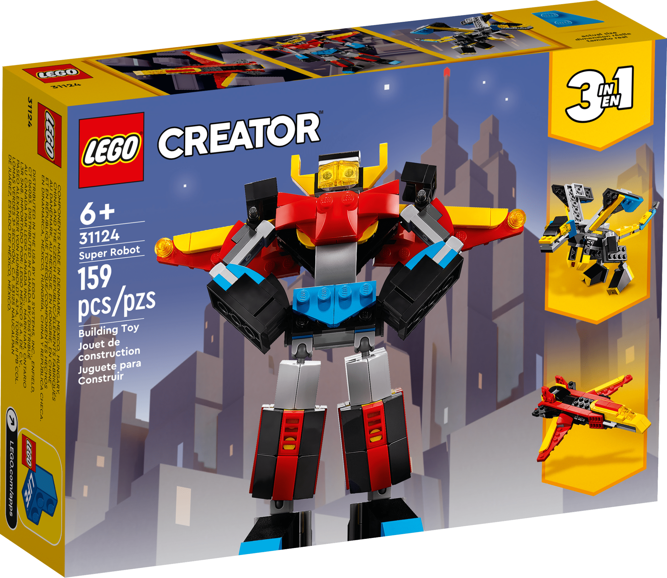 LEGO Creator 3 in 1 Super Robotic Bot Building Kit for Kids 7 Years Old 31124 Walmart