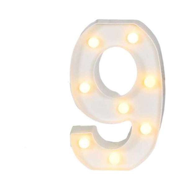 Naiovety Ceremonia de boda Aniversario Número en forma de luz Lámpara de números portátil con pilas Decoración de la fiesta del hotel de la oficina Kits de decoración para fiestas Número 9 Naiovety HA074859-10