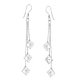 thumbnail image 2 of Sophisticated Dangle Chain Square Sparkle Cubic Zirconia .925 Silver Earrings, 2 of 6