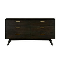 HomeRoots 63" Brown Solid Wood Six Drawer Dresser