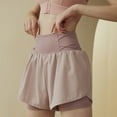 thumbnail image 2 of Women Double Layer Running Shorts High Waisted 2 in 1 for Athletic Tennis Workout Yoga Shorts, 2 of 3