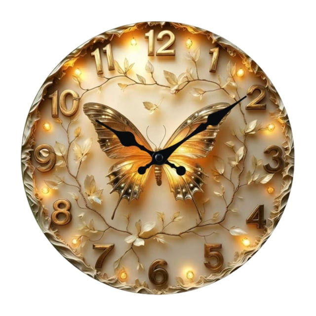 Reloj de pared de mariposa, silencioso, analógico, moderno, de madera, artístico 20 centímetros