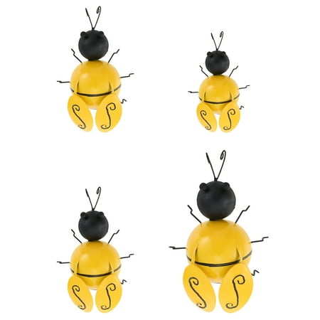 

4Pcs Small Bee Wall Pendants Adorable Bee Ornaments Iron Art Bee Wall Decoration