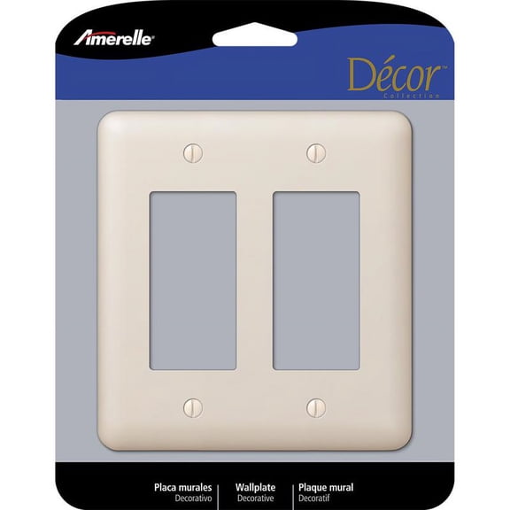 1 Pc, Amerelle Devon Light Almond 2 Gang Stamped Steel Decorator Wall Plate 1 Pk