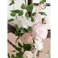 thumbnail image 5 of 2Pack Wedding Chair Background Curtain Veil Decorations Aisle Pew Church Artificial Flower Swags Floral Faux Backdrop Rose Arrangements Party Outdoor, 5 of 6