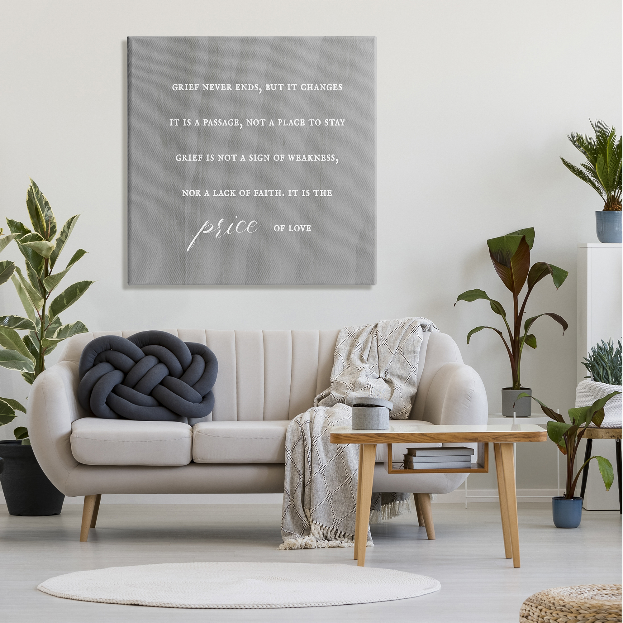 Stupell Industries Grief Is Strength Mourning Phrase Gray Patterned Background,36 x 36, Design by Daphne Polselli