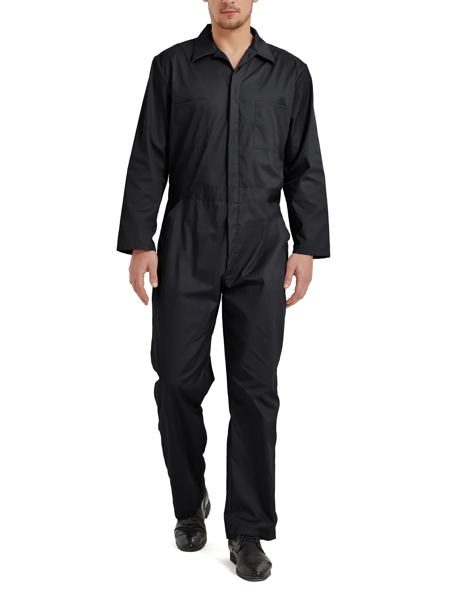 Twill Stain & Wrinkle Resistant Work Coverall Action Back Jumpsuit with Multi Pockets CQR Men's Long Sleeve Zip-Front Coverall 