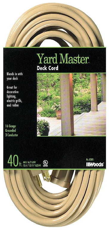 Woods 0385 16/3 40' Beige Sjtw Yard Master Deck Extension Cord