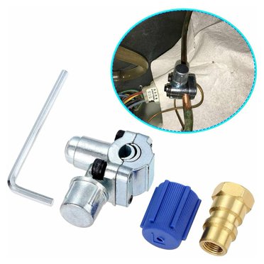 Refrigerator Freon Recharge Hose With Gauge - R134a R12 R22 AC Charging Kit With Piercing Valve