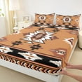 thumbnail image 3 of Homewish Rustic Western Aztec Twin Sheet Sets,Ancient Boho Tribal Twin Fitted Sheet,Brown Beige Black Flat Sheet For Men Women,Breathable Home Decor,3pcs, 3 of 7