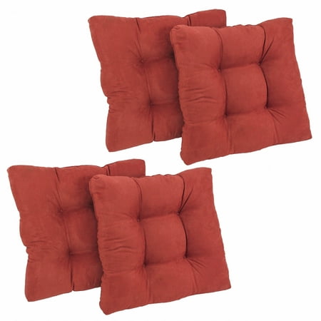 

19-inch Squared Microsuede Tufted Dining Chair Cushion (Set of Four) - Red Wine