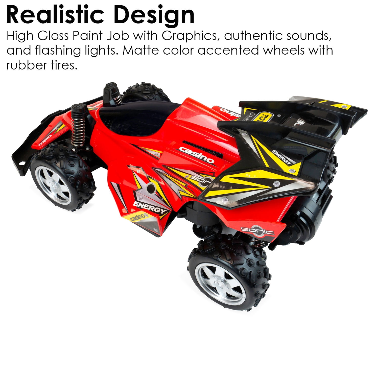 Remote Control Sports Car Super Drift Racer – High Speed, Full Function, Sounds and Lights for Gifting, Christmas, Holidays (Red)