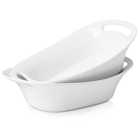 DOWAN Grands Bols de Service avec Poignées, Plat de Service Ovale de 2 Pintes pour Dinde, Plats de Service pour Salade de Fruits pour Recevoir, Bols à Pâtes en Porcelaine pour la Fête des Mères, Pa