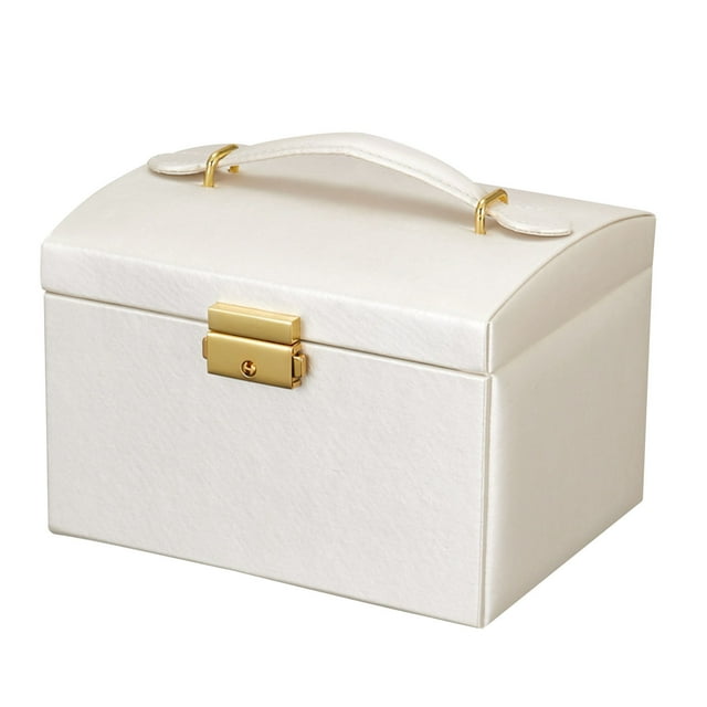 EGNMCR Closet Organizers and Storage, Storage Trunks & Bag Women's Jewelry Box Storage Box Leather Jewelry Storage Box With Lock Three-layer Jewelry Box Jewelry pocket