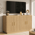 thumbnail image 2 of Buffet Cabinet, PAPROOS Modern Coffee Bar Station with Adjustable Shelves, Tufted Accent Sideboards and Credenzas Cabinet, for Dining Room, Living Room, Natural, 2 of 9