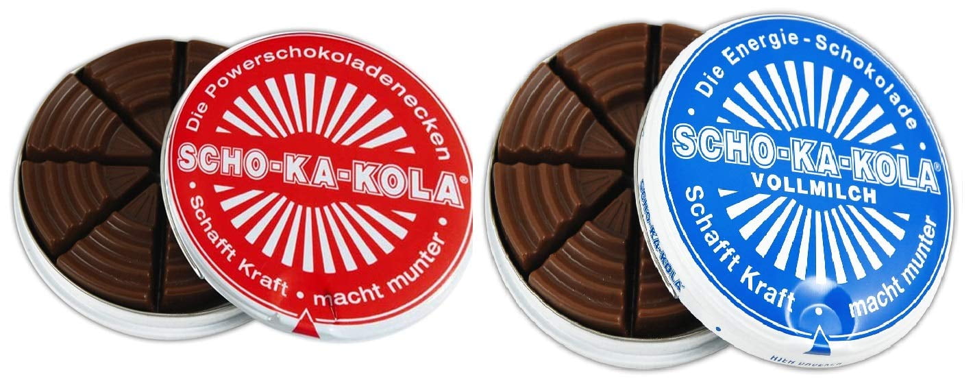 Dark Chocolate and Milk Chocolate SCHO-KA-KOLA with natural Caffeine ...