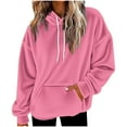 thumbnail image 2 of Womens Soft Fleece Hoodies Solid Color Casual Loose Fitting Long Sleeve Drawstring Pullover Fuzzy Loungewear Tops with Pockets XL, 2 of 5