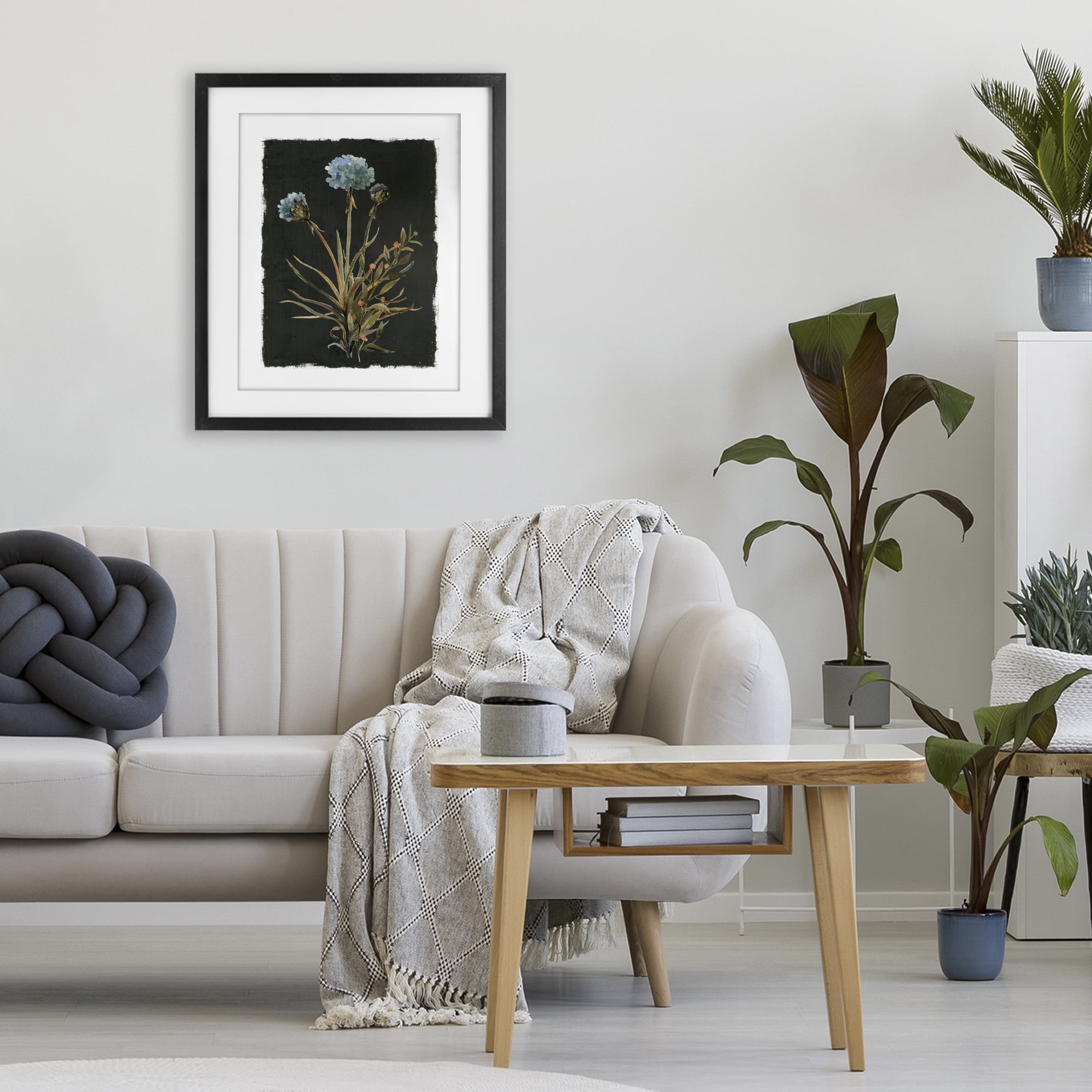 Stupell Industries Cerulean Bloom on Dark Green Black Framed Print Under Glass, design by Carol Robinson