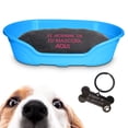 thumbnail image 1 of KE WOOW Cama Mediana modelo premium para Perro, Gato, Conejo y otras Mascotas, Cesta de Plástico, Incluye Colchón Doble Cara con funda, lavable y Placa de Identificacion Personalizados, Color Azul KE WOOW Cama Plana con colchón personalizado, mediana, 1 of 10