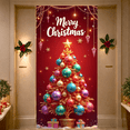 thumbnail image 5 of Snowy Tree Christmas Tree Banner Golden Lights Holiday Display Decorative Ornaments Sparkling Snowflakes Xmas Backdrop for Christmas Party Home Decoration Holiday Gathering, 5 of 9