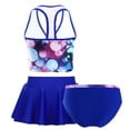 thumbnail image 4 of MSemis Girls 3 Piece Swimsuits Floral Tankini Set with Skirt Swimsuit Bathing Suit,Sizes 4-14 Bubbles Blue 5-6, 4 of 6