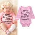 thumbnail image 1 of Baby Girls Long Sleeve Bodysuit I Get My Attitude Printed Jumpsuit, 1 of 6