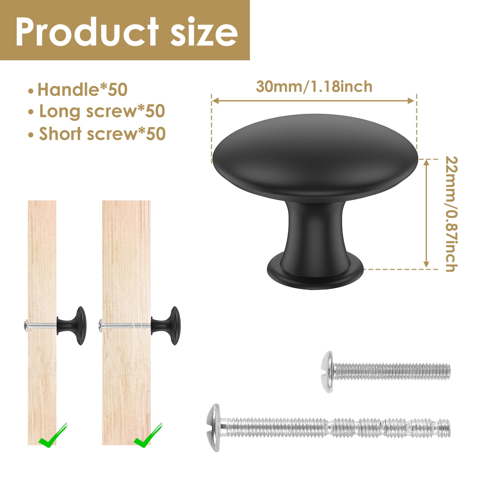 50Pcs Drawer Knob Set Zinc Alloy Cabinet Handles Rustproof Gold Dresser Knobs with Screws Decorative Drawer Pull Handle Furniture Knobs for Kitchen Cabinets Drawer Dresser