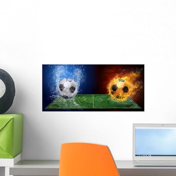 Water Drops and Fire Wall Mural by Wallmonkeys Peel and Stick Graphic (18 in W x 8 in H) WM81717