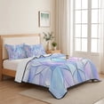thumbnail image 5 of Full Quilt Set 78''x90'', Stained Glass Lightweight Summer Bedspread Coverlet Set with 2 Pillow Shams, Blue Purple Floral Geometric Breathable All Season Quilt Bedding for Bedroom/Guest Room, 5 of 9