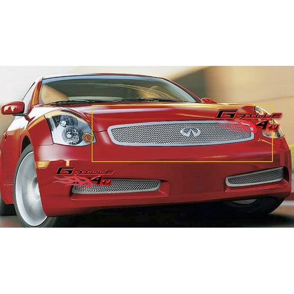 APS Compatible with Infiniti G35 2003-2007 Coupe Main Upper Stainless Steel Chrome Mesh Front Grill Grille Insert N75602T