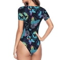 thumbnail image 4 of Naloa Blue Butterfly Women's Short-Sleeved Onesie, One-Piece Swimsuit for Parties, dates, clubs - XX-Large, 4 of 9