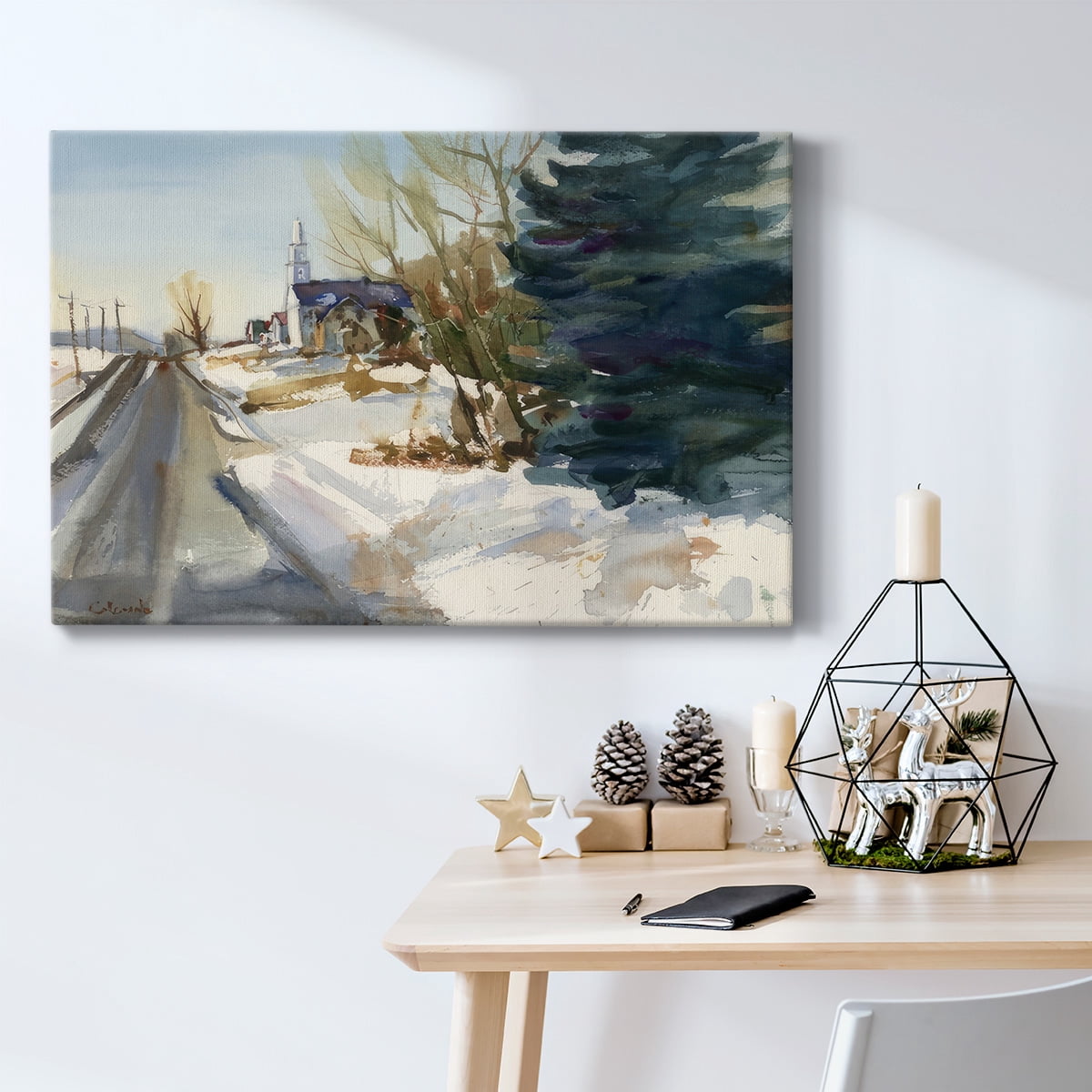 Congregational Church in Winter- Gallery Wrapped Canvas