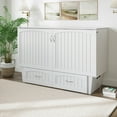 thumbnail image 4 of AFI Nantucket Queen Solid Wood Murphy Bed Chest with Mattress, Drawer & Charger in White, 4 of 22