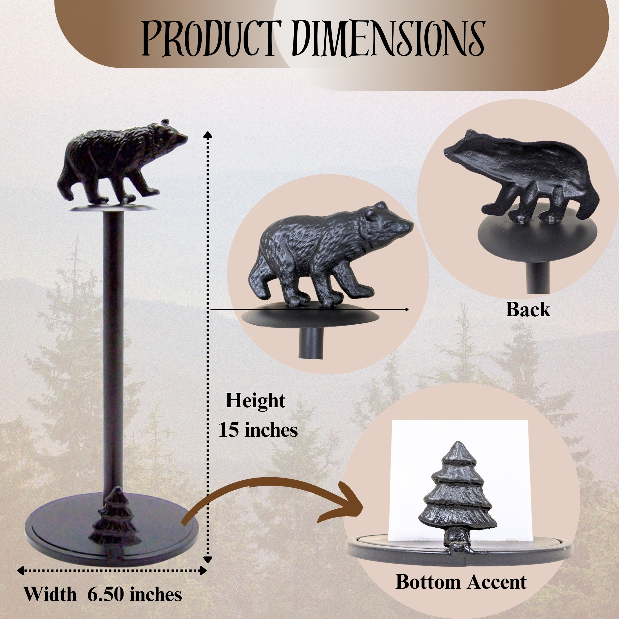 Bear Metal Paper Towel Holder - Rustic Style Kitchen Accessory - Perfect for Cabin and Lodge Decor - Unique Bear Decor for Home - Great Gift for Nature Lovers and Rustic Decor Enthusiasts