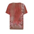 thumbnail image 5 of Camiseta para Mujer Camiseta Estampada Botón Manga Corta Diario Fin de Semana Moda Básica Cuello en V Top Regular Rojo / 3XL, 5 of 5
