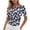 Black A, variant on Women's Tops Print Round Neck Short Sleeve Fitted Basic Tees Summer Casual Trendy Crop Tops