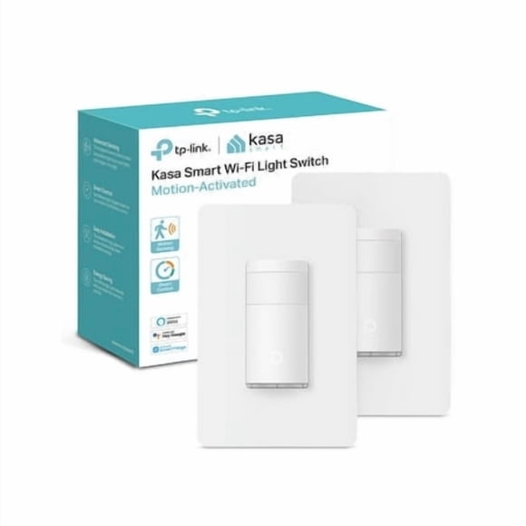 Kasa Smart Interrupteur à Capteur de Mouvement, Perche Unique, Nécessite un Fil Neutre, Interrupteur Wi-Fi 2.4GHz, Compatible avec Alexa & Google Assistant, Certifié UL, Pas de Hub Requis (KS200MP2), Blanc, Lot de 2