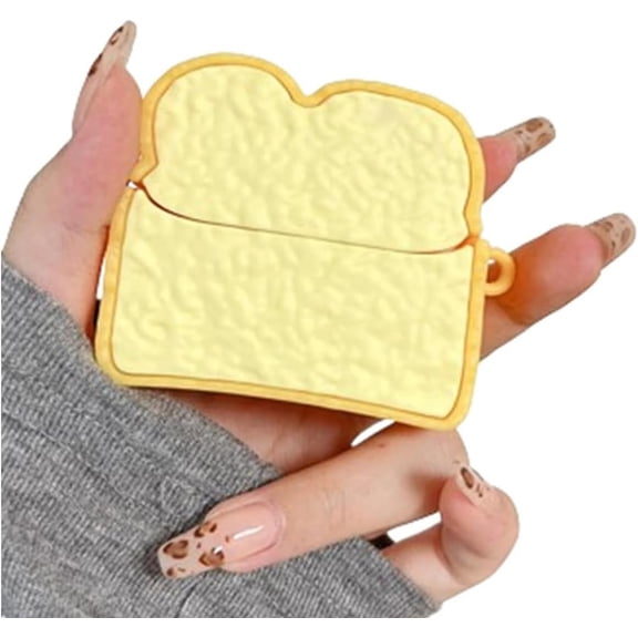Cover for AirPods 4th Generation (2024),Cute Funny Creative Toast Design Silicone New Earbuds Case with Hook for Boys Girls