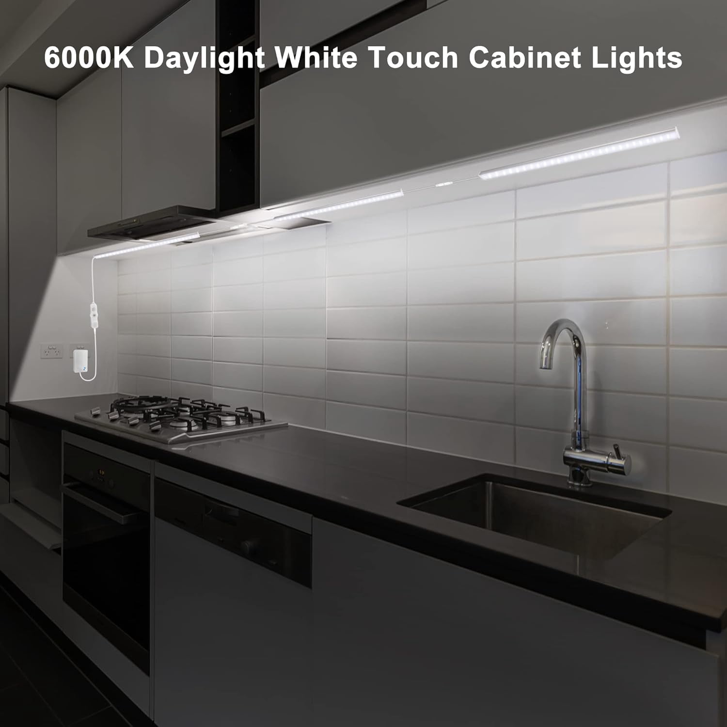 Maylit Under Cabinet Lights Plug in, 6 Pcs 12 Inch Ultra Thin Under Cabinet Lighting, Super Bright Daylight White Under Counter Lights for Kitchen, Dimmable Light for Cabinet, Counter, Workbench