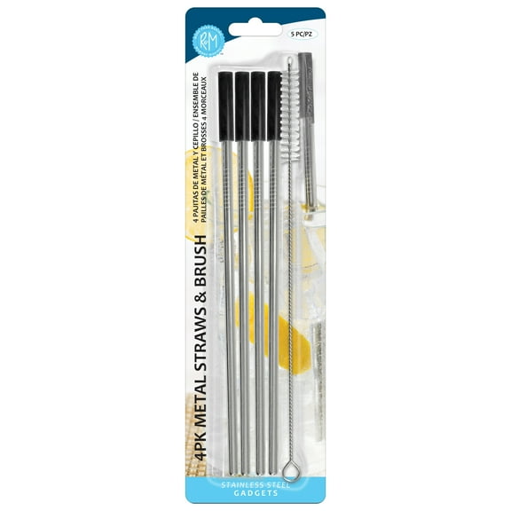 Metal Straws 4 Pack with Brush
