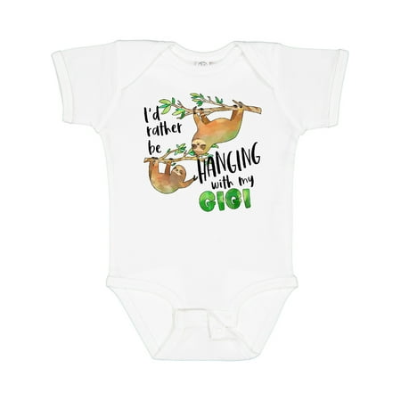 

Inktastic Id Rather Be Hanging with My Gigi- Cute Sloths Gift Baby Boy or Baby Girl Bodysuit